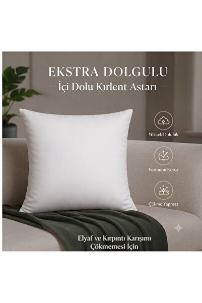 UniqueHomeTR 2 Adet Ekstra Dolgulu Kırlent İç Kare Kırlent
