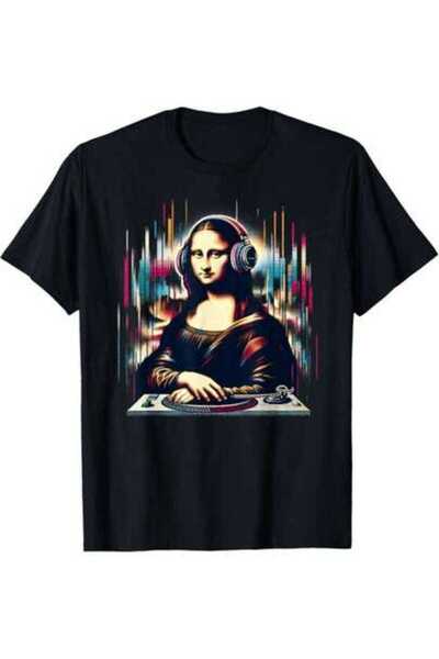 799 تي شيرت Rave Mona Lisa EDM Glitch Art برقبة دائرية وطباعة مناسبة لجميع ال...