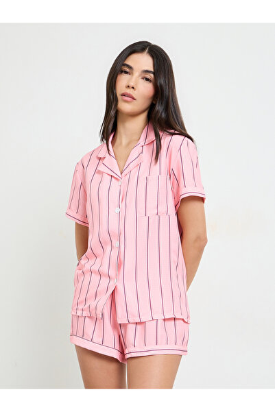Styli Single Stripe Pocket Ss Shirt & Short Set