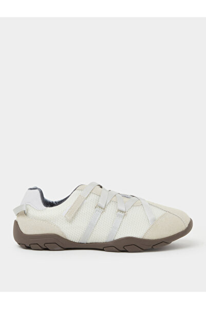 Styli Cream Mesh Panel Velcro Detail Sneakers