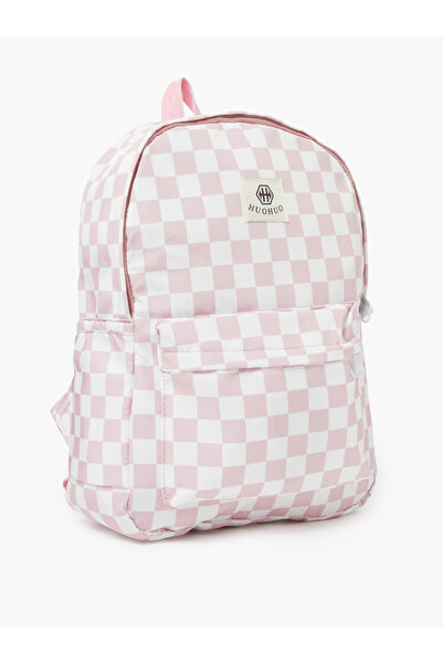 Styli Teen Girls Pink Checked Backpack