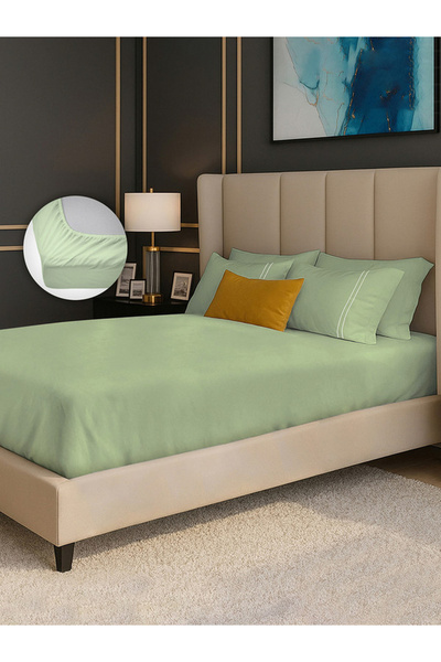 Mulberry Living By Styli طقم ملاءة سرير كوين من القطن 100%، 250 خيط - لون أخض...