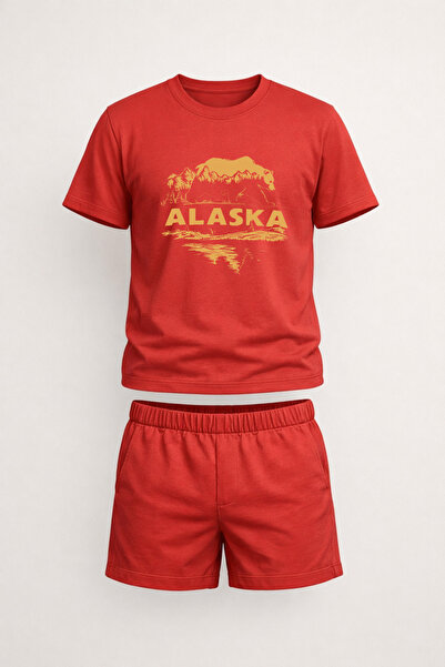 ZEMLİYA Unisex red printed t-shirt set