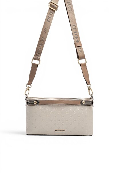 Silver Polo Beige - Women's Crossbody Bag with Latte Logo Sp1288