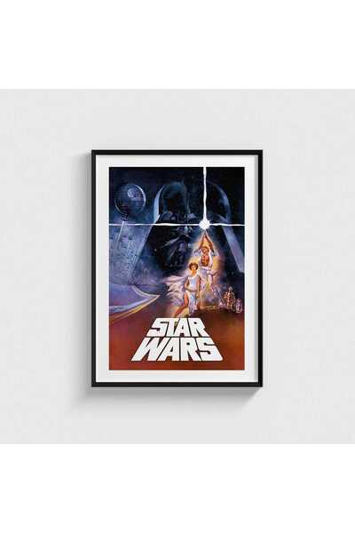 Star Wars (1977) Film Posteri Tablo Çerçeveli Poster Duvar Dekorasyonu - Premium Seri