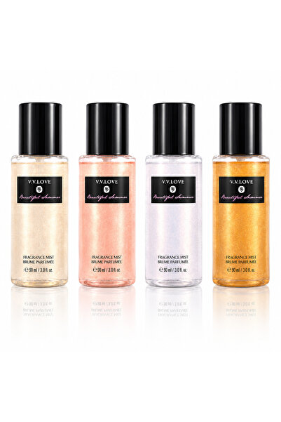 V.V LOVE Set 4 sprayuri parfumate pentru femei, Fragrance Mist cu efect străl...