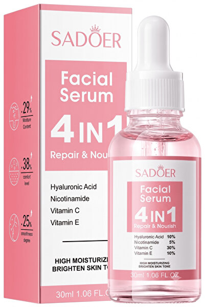 SADOER Ser facial 4 în 1, 30 ml, hidratare, anti-îmbătrânire, pentru toate ti...