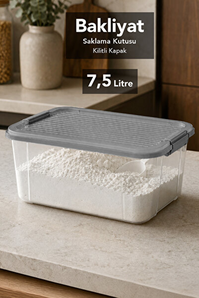 Meleni Home 7.5Lt Elora Organizer Box - Lockable Lid Kitchen Organizer Grains...