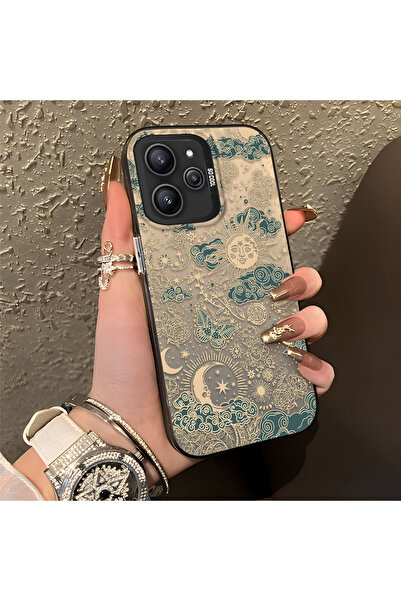 ARTISHELL Redmi 12 4G/5G Uyumlu Altın Renkli Güneş Ay Deseni Şık Telefon Kılıfı