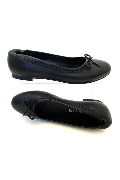 babuccu83 Genuine Leather Bow-Tie Ballet Flats
