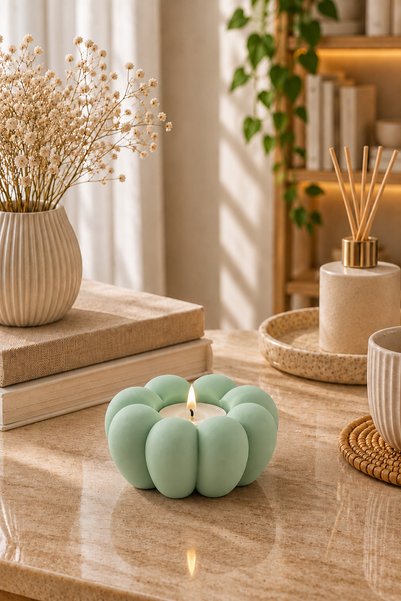 3D BASKI EVRENİ Dağ Teknoloji Bubble Dekoratif Mumluk | 3D Baskı Tealight Mumluk