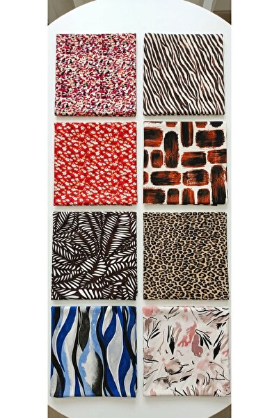 UMRA collection 8'li Patchwork Kırkyama Kumaş Seti 20x20 cm - Desenli Likralı...