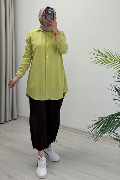T Moda Store My Magazin Yazlık Tansel Kumaş Çıtçıt Düğmeli Tesettür Gömlek