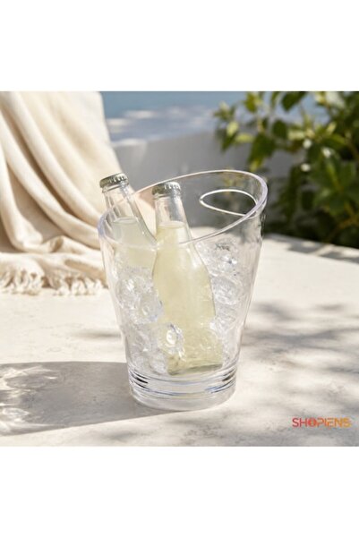 SHOPIENS Găleată de gheață din acril transparent de 3L, cu margine asimetrică...