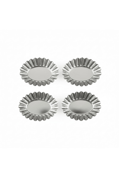 AKDC AFCO Mini Cake Mould Set – 4 Pcs – Stainless Steel – Oval Fluted Design