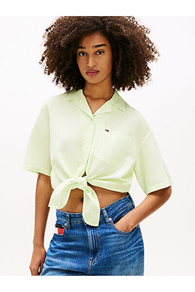 Tommy Hilfiger Kadın Tie Front Linen Gömlek