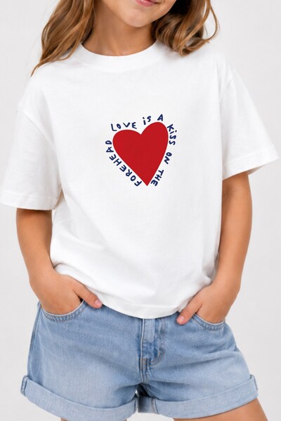 The Champ Clothing تي شيرت بناتي كبير الحجم مطبوع عليه Heart Whisper باللون ا...