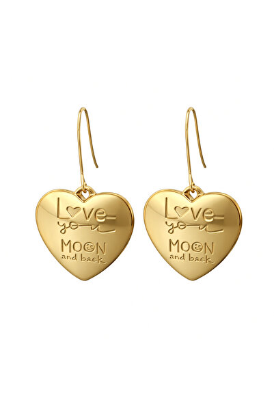 NIRE Σκουλαρίκια Καρδιά με Χάραξη “Love You to the Moon and Back” SS100