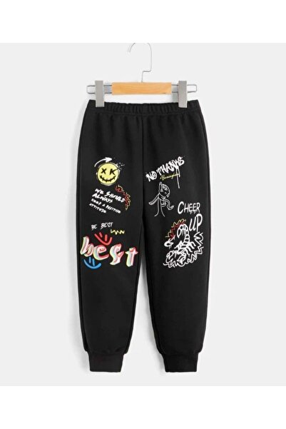 classy moda Unisex Lettering Front Printed 2 Thread Combed Cotton Baggy Trousers