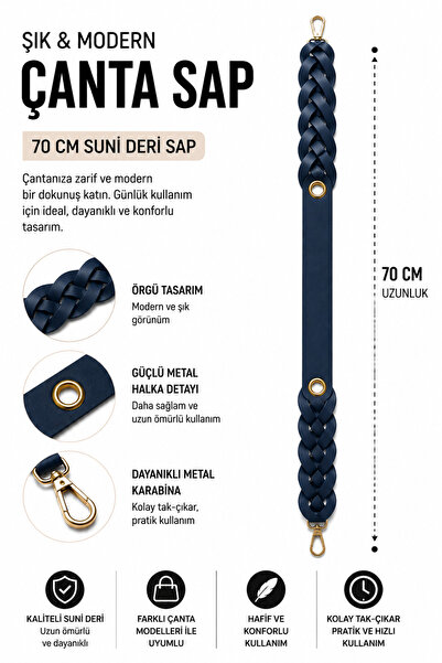 vollen yarn Ručka za torbu od vešene umjetne kože 70 cm, remen za torbu sa me...