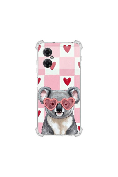 PrintiFy Redmi Note 11r ile Uyumlu Pembe Pötikare Serisi Uykucu Aşık Tasarıml...