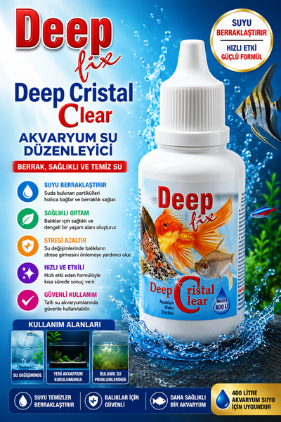 Akvaryum Deep Fix Cristal Clear Su Berraklaştırıcı Bulanıklık Giderici Su Düz...