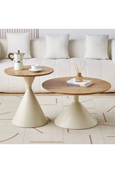 No branded 2Pcs Set Tea Table, Side Table, Nordic Style Round Coffee Table, W...