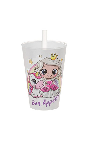 OEM Pahar copii, model unicorn, pai, alb, 400ml – băut ușor și sigur pentru c...