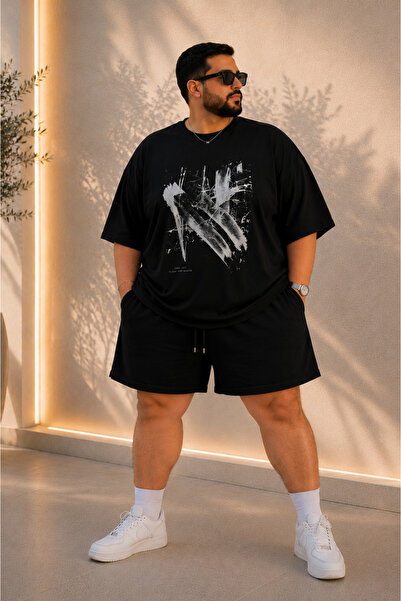 Rubonia Women's and Men's Plus Size Oversized Shorts Set 2-Piece Unisex Print...