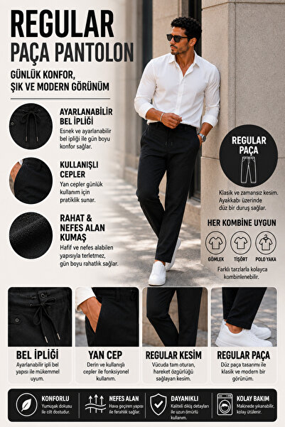 LUXIC CORE Men's Cotton Lace-Up Trousers Comfortable Fit Daily Casual Summer ...