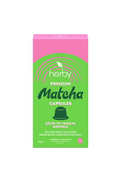 Herby Premium Matcha Çilek Vanilya Kapsül 10'lu 15 G (6'li Paket)