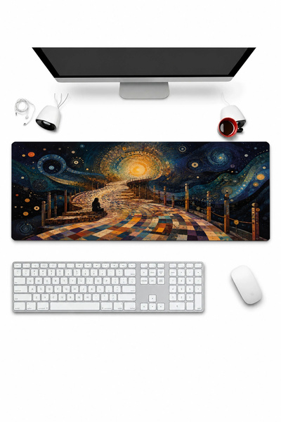 SonicTouch لوحة مفاتيح وماوس باد مقاس 32 × 70 سم، قاعدة موزاييك كوزميك مول تي...
