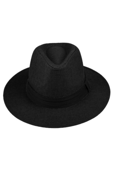 ivokid Pălărie Panama neagră unisex cu curea neagră