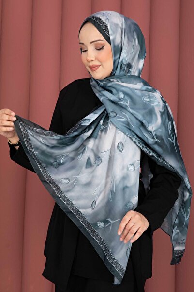 EBRUTESETTÜR سلسلة شالات بنقشة التوليب باللون الزمردي الداكن