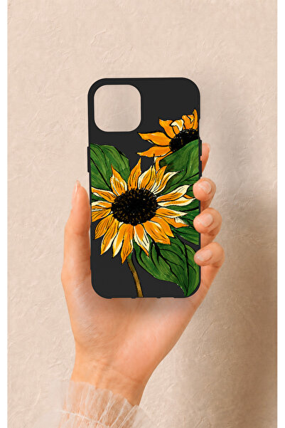 Vip Case iPhone 13 Uyumlu Ay Çiçeği Desenli Silikon Kılıf