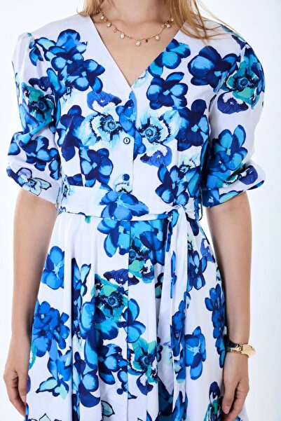 MY GRS Poplin Fabric V-Neck Short Dress
