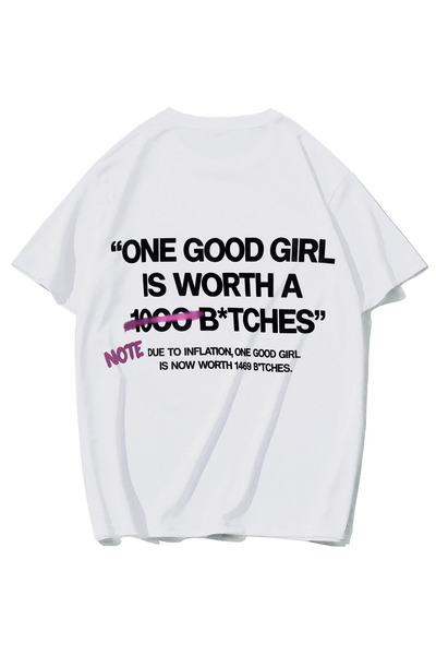BRZ COLLECTION Unisex Oversize Good Girl T-Shirt (White)