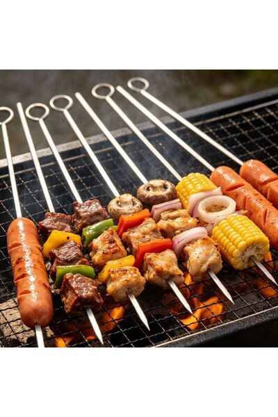 KMT Top Bottom Set of 6 steel barbecue skewers, length 35 cm, thickness 2.5 m...