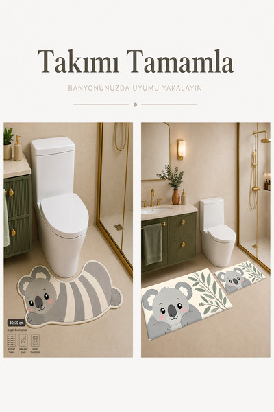 VİVİCAHOME Sweet Toilet Seat Mat Digital Printed Washable Non-Slip Based Bathroom Mat