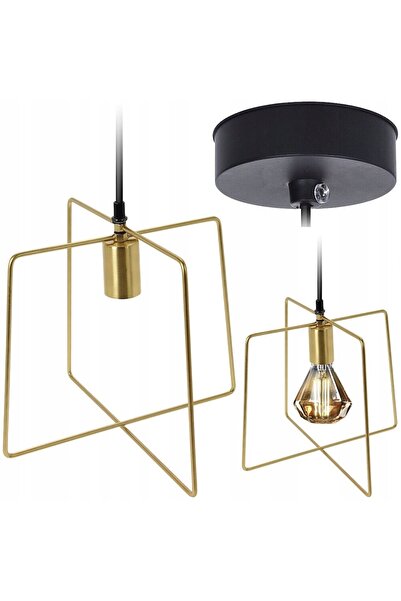 Vilde Lampă suspendată metalică negru-auriu, plafonieră, candelabru, stil loft