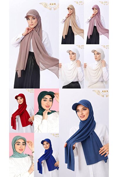 ALDAIYR 10 Pcs Ready-Made Shawl Hijab with Hat and Bonnet Sandy