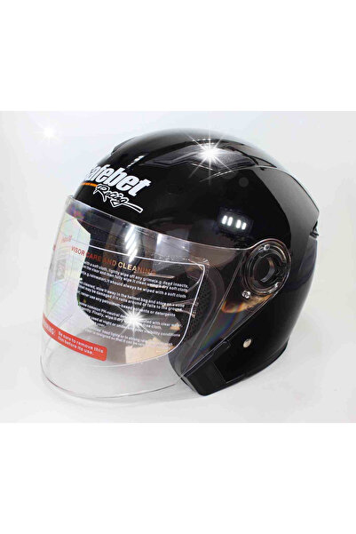 SAFEBET Casca deschisă pentru motocicletă, negru lucios, pentru scuter, quad,...