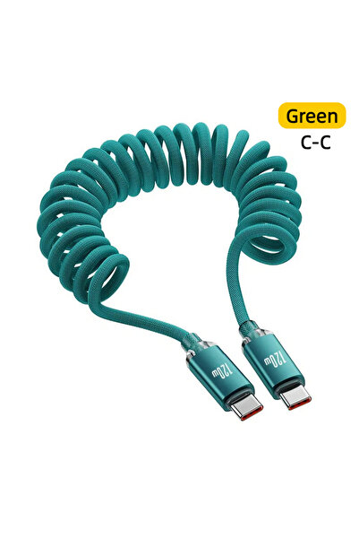 Choice11 1m Green C-C 120W USB A/C To Type C Fast Charging Cable Car Spring D...