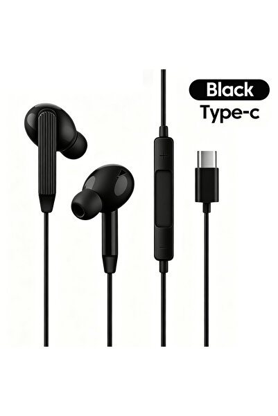 Choice1 Black-Type C 3.5mm/Type-C Wired Headphones In Ear Call Volume Wire Co...
