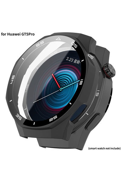 Choice13 1 pc 0355Black Case for Watch GT 5/GT5 Pro 46mm Tempered Glass Scree...