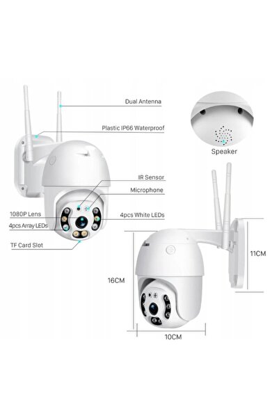 NO BRAND Cameră Exterior IP Wifi Rotativă Inteligentă Happy People Full HD 10...