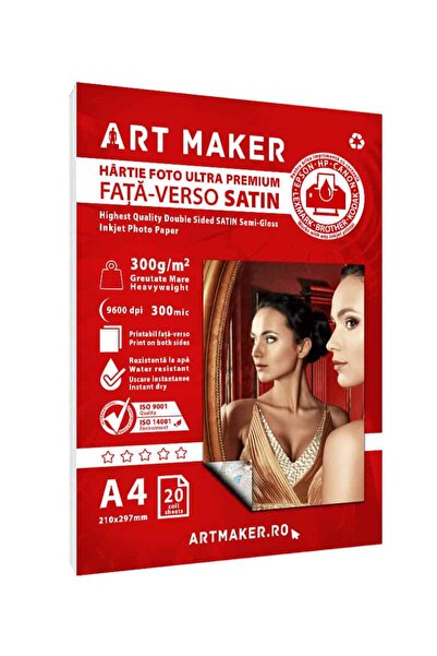 Art Maker Hartie foto fata-verso SATIN, 300g/mp, rc, A4, 20 coli