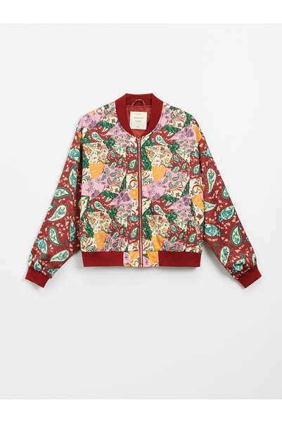 NO BRAND Jachetă bomber clasică subțire, cu imprimeu multicolor, închidere cu...