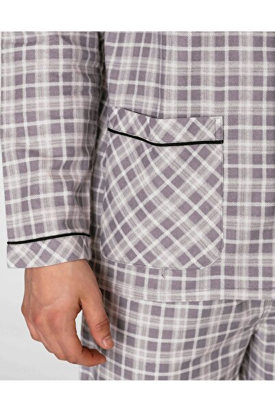 NO BRAND Pijamale călduroase bărbătești, din flanelă de bumbac, bluză și pant...