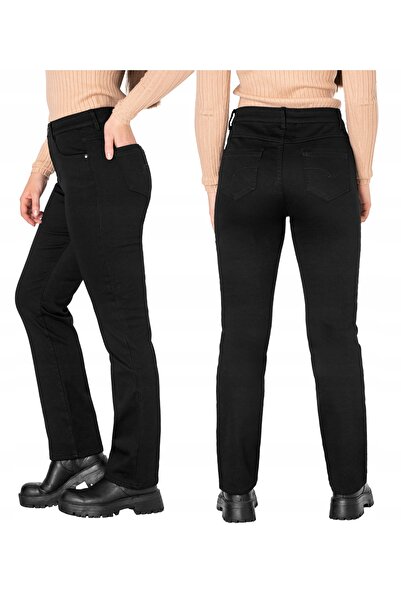 NO BRAND Pantaloni călduroși de damă, căptușiți, blugi negri, căptușiți cu fl...